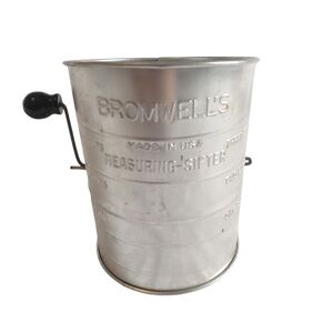 Vintage Bromwell's Measuring Sifter 3 Cup W/Crank Handle